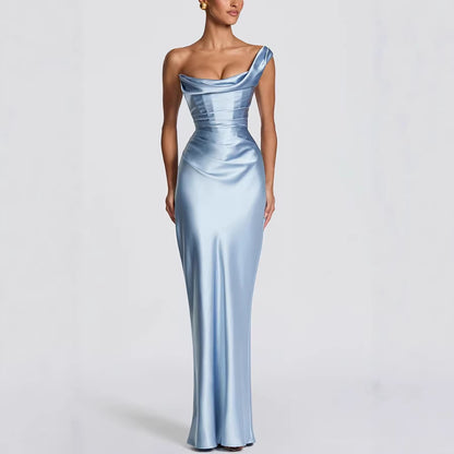 Women's Off-Shoulder Satin Bodycon Dress | Sleek Formal Mini Dress