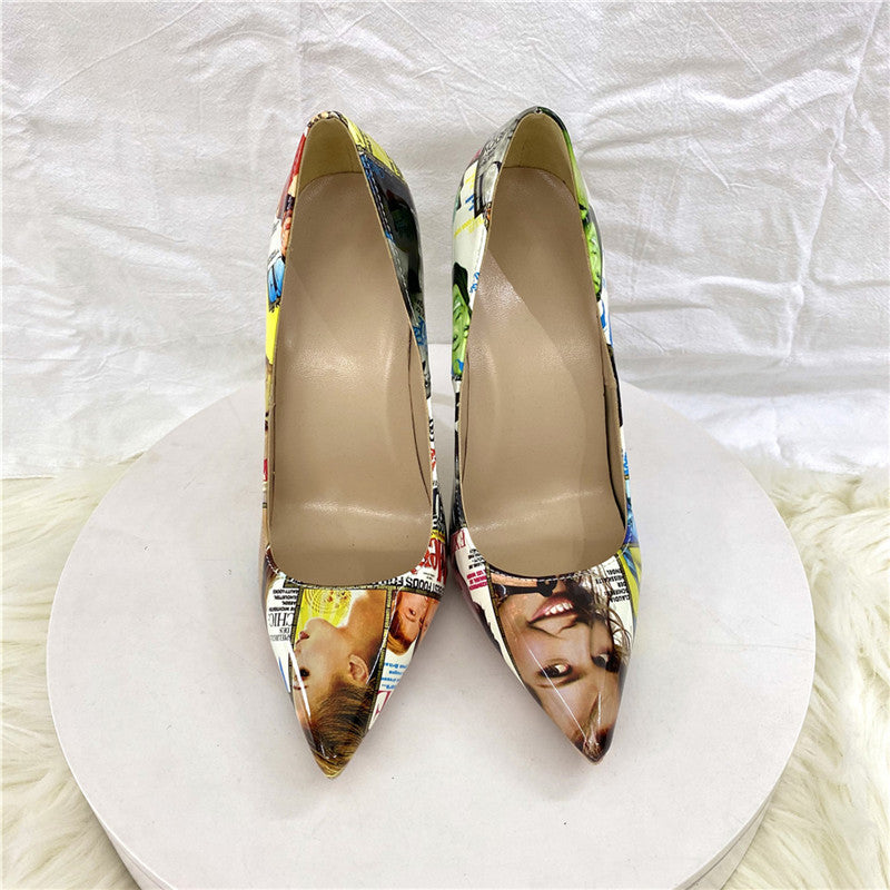 Women's Graffiti Stiletto Pumps | Pointed Toe High Heel Dress Shoes