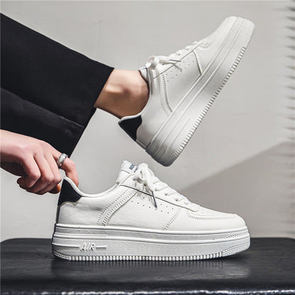 Men's White Court Sneakers | Hidden Lift Casual Fashion Shoes