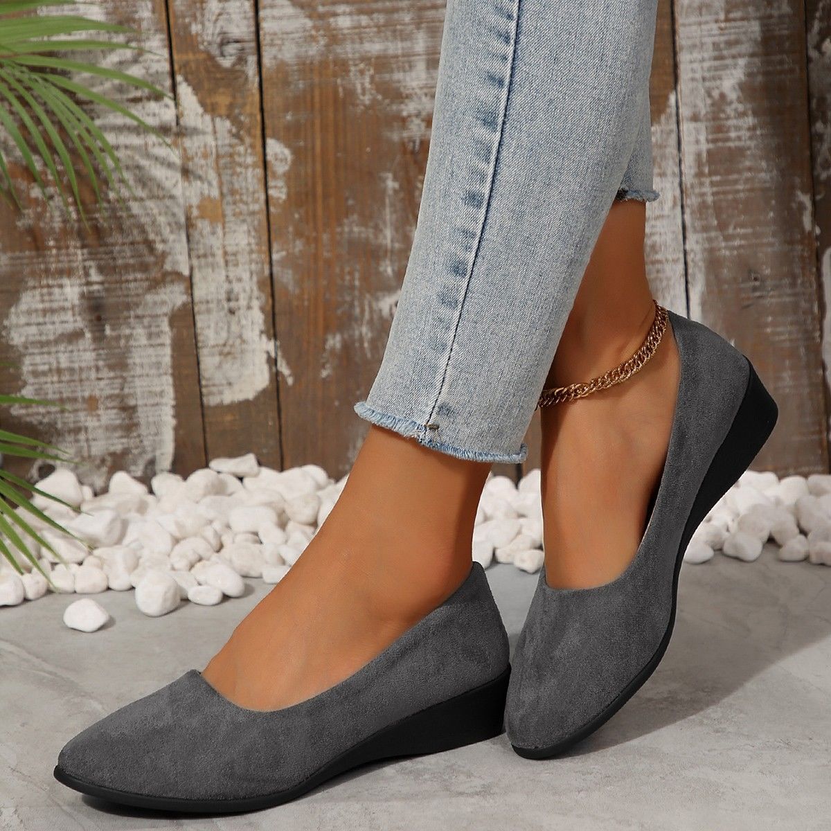 Women's Pointed Toe Wedge Shoes | Casual Slip-On Loafers
