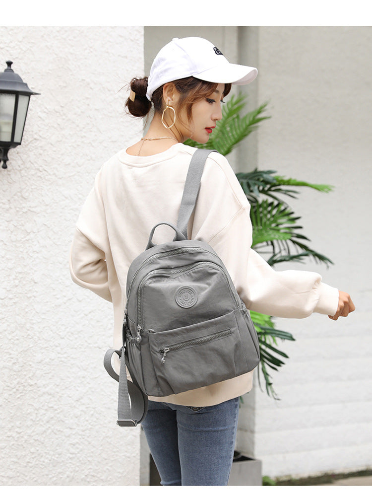 Women's Lightweight Nylon Travel Backpack | Zip-Up Medium Everyday Bag