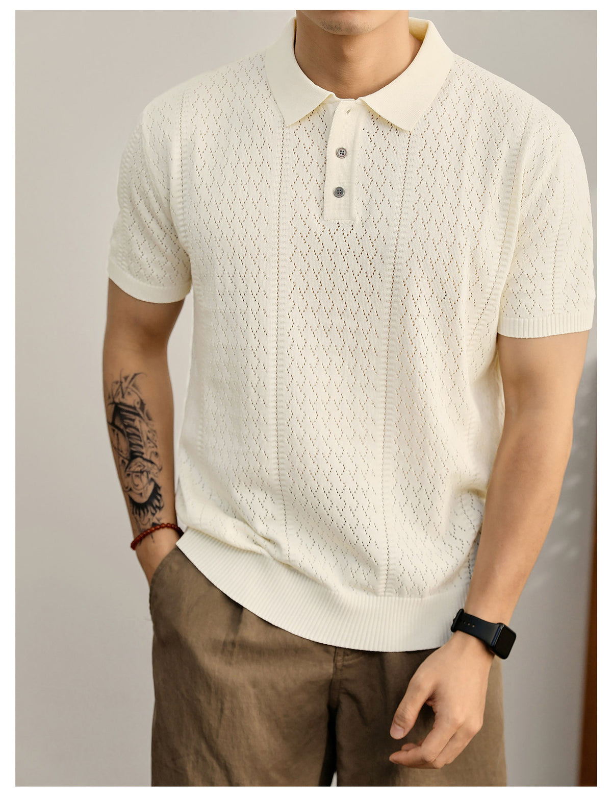 Supplier image for Men's Breathable Knit Polo Shirt
