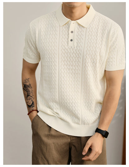 Supplier image for Men's Breathable Knit Polo Shirt