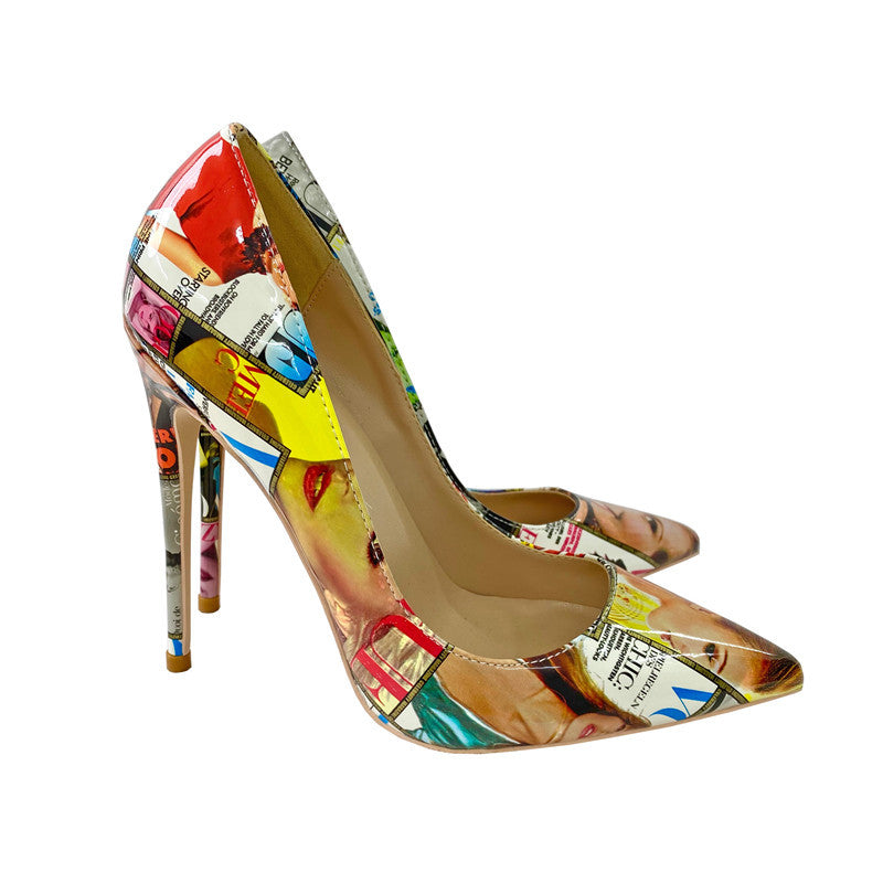 Women's Graffiti Stiletto Pumps | Pointed Toe High Heel Dress Shoes