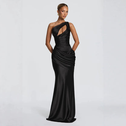 Women's One Shoulder Cutout Mermaid Gown | Sleeveless Formal Evening Dress