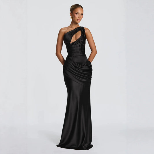 Women's One Shoulder Cutout Mermaid Gown | Sleeveless Formal Evening Dress