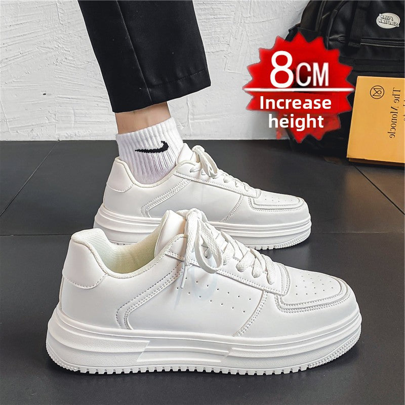 Men's White Court Sneakers | Hidden Lift Casual Fashion Shoes