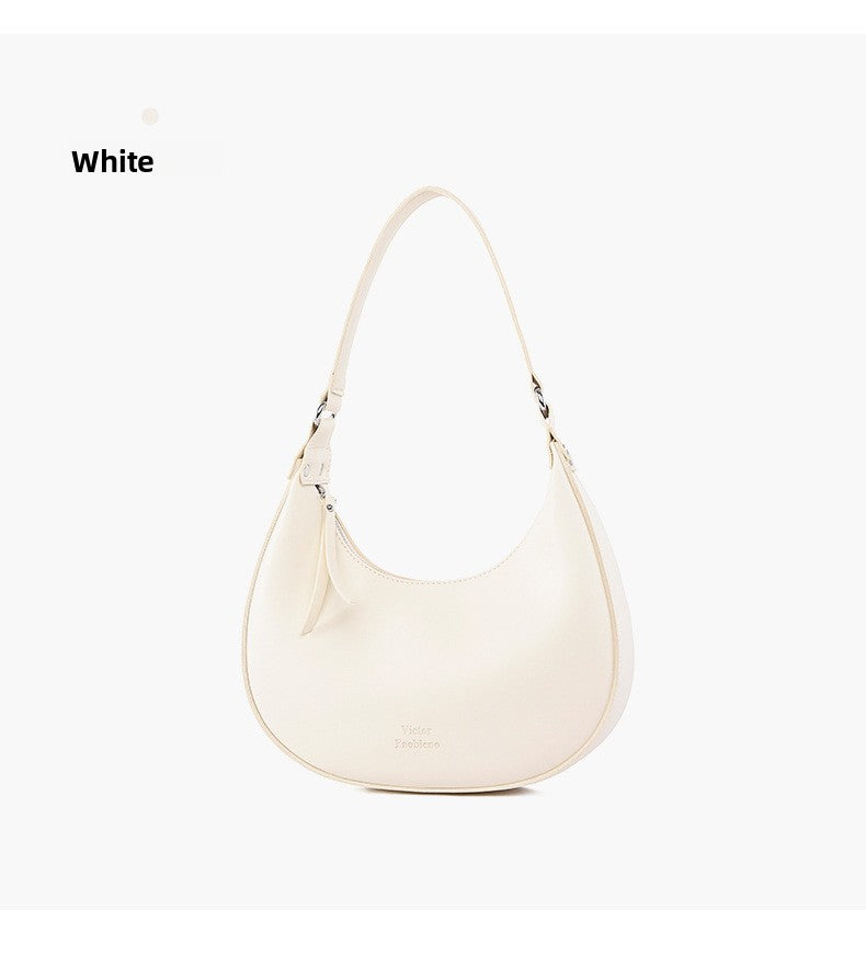 Women's Crescent Moon PU Leather Shoulder Bag | Compact Crossbody Handbag