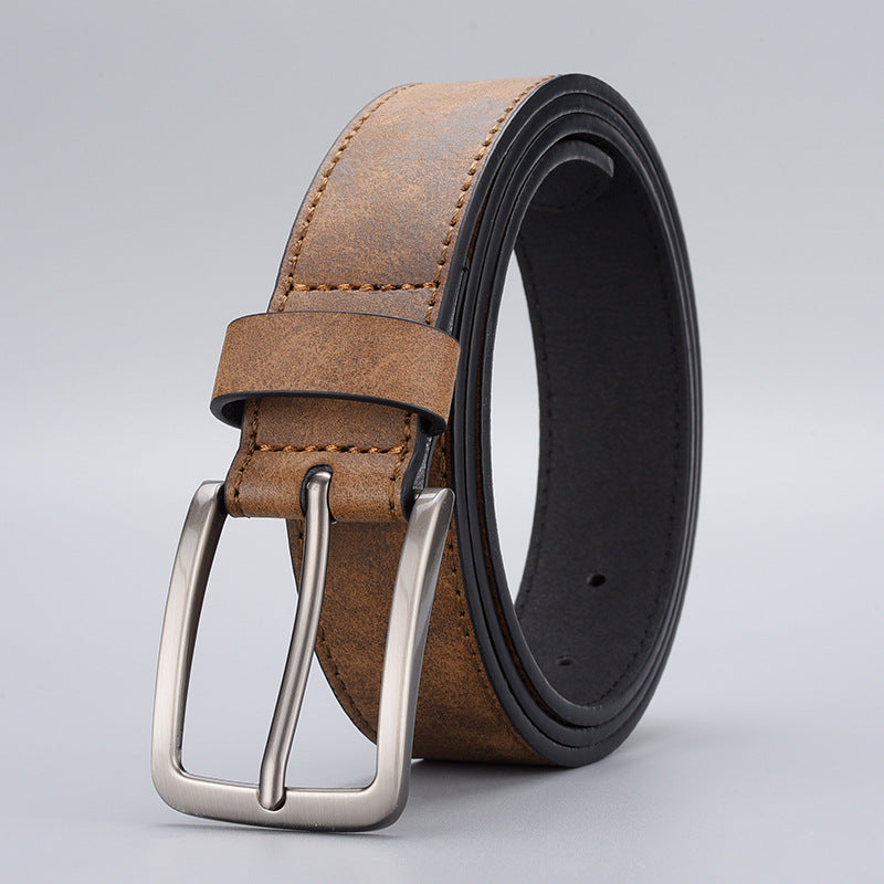 Men's PU Leather Pin Buckle Belt | Vintage Alloy Casual Business Waist Belt