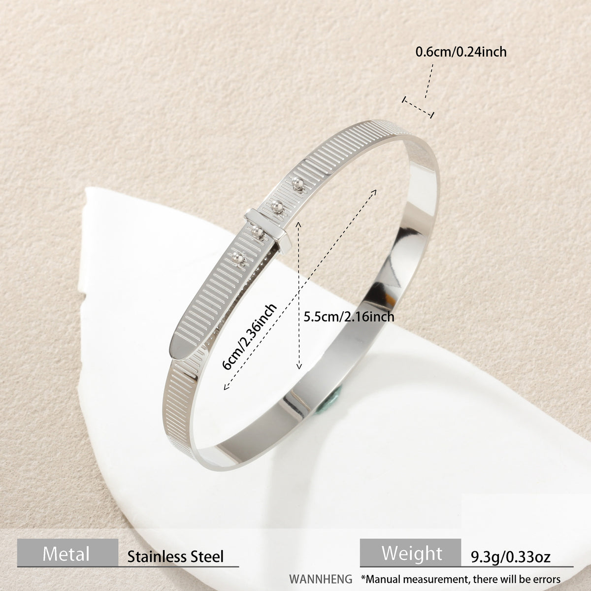 Adjustable Stainless Steel Cuff Bracelet | Textured Open Bangle