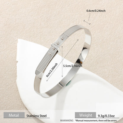 Adjustable Stainless Steel Cuff Bracelet | Textured Open Bangle