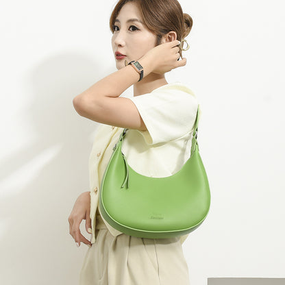 Women's Crescent Moon PU Leather Shoulder Bag | Compact Crossbody Handbag