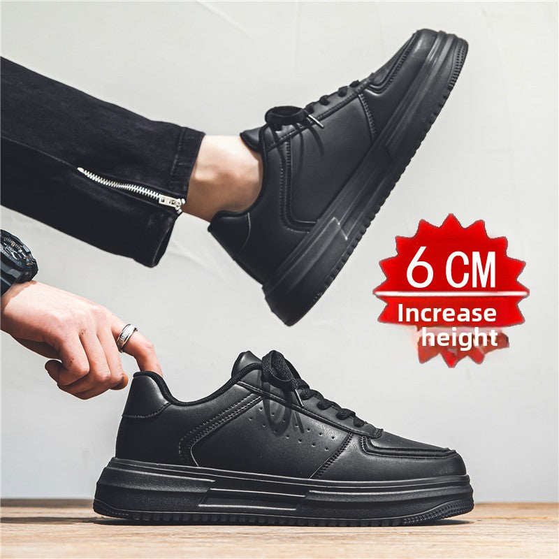 Men's White Court Sneakers | Hidden Lift Casual Fashion Shoes