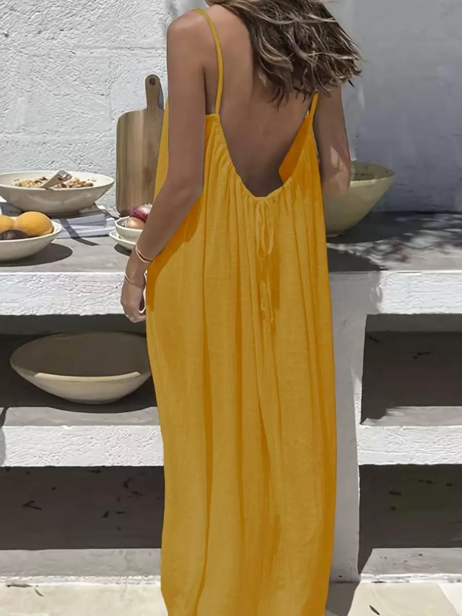 Women's Strappy Backless Maxi Dress | Sleeveless Casual Summer Dress
