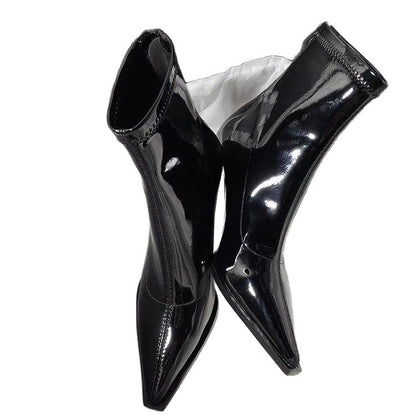 Women's Glossy Pointed Toe Chelsea Boots | Stiletto Ankle Boots