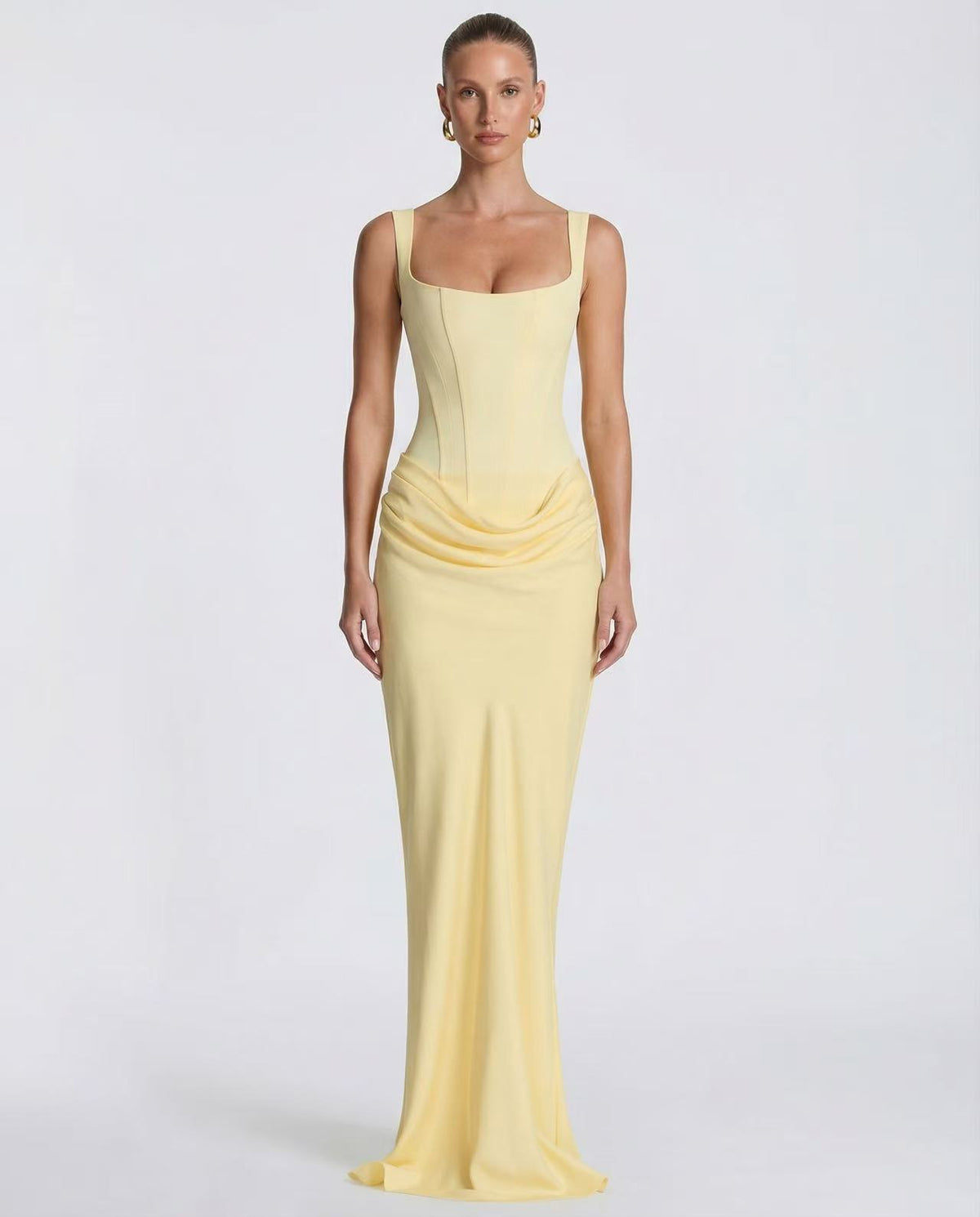 Women's Square Neck Mermaid Gown | Backless Bodycon Formal Evening Dress