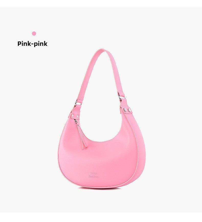 Women's Crescent Moon PU Leather Shoulder Bag | Compact Crossbody Handbag