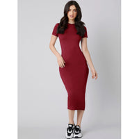 Women's Bodycon Stretch Knit Midi Dress | Slim Fit Short Sleeve Pencil Dress