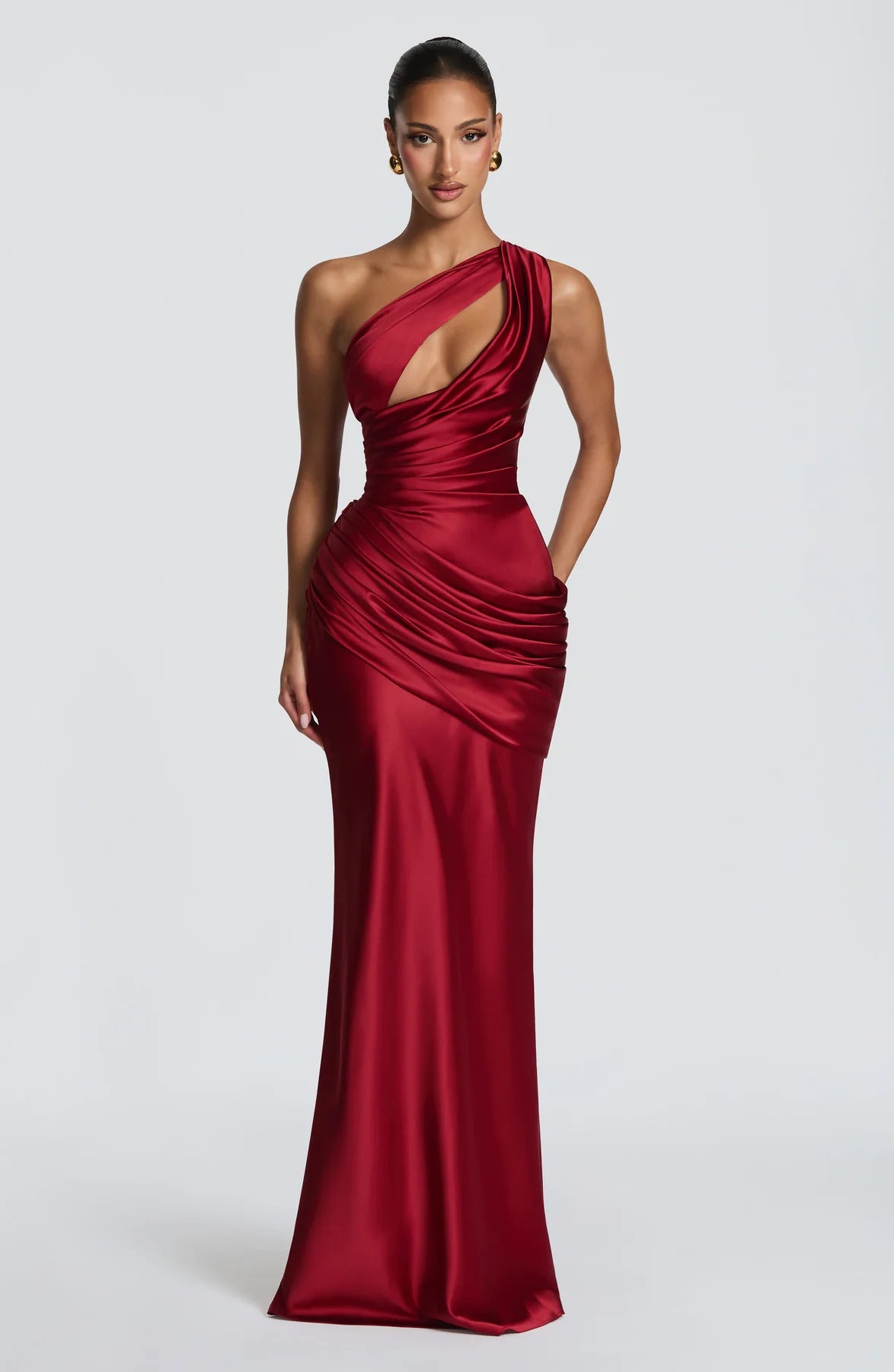 Women's One Shoulder Cutout Mermaid Gown | Sleeveless Formal Evening Dress