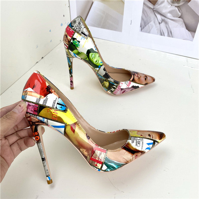 Women's Graffiti Stiletto Pumps | Pointed Toe High Heel Dress Shoes