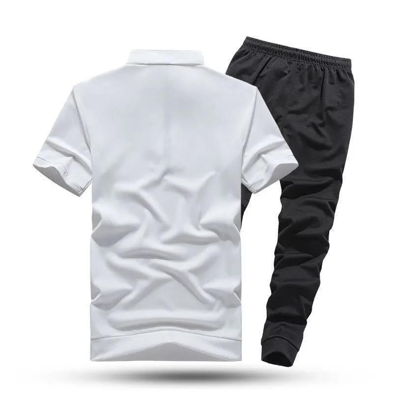 Men's Polo Shirt & Track Pants Athletic Set | Lightweight Summer Training Suit
