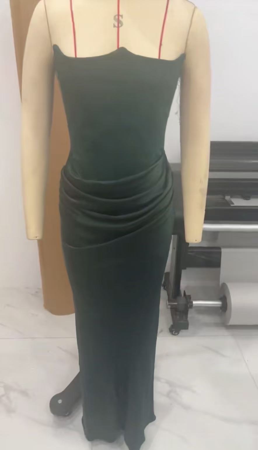 Women's One Shoulder Pleated Bodysuit Dress | Structured Formal Evening Gown