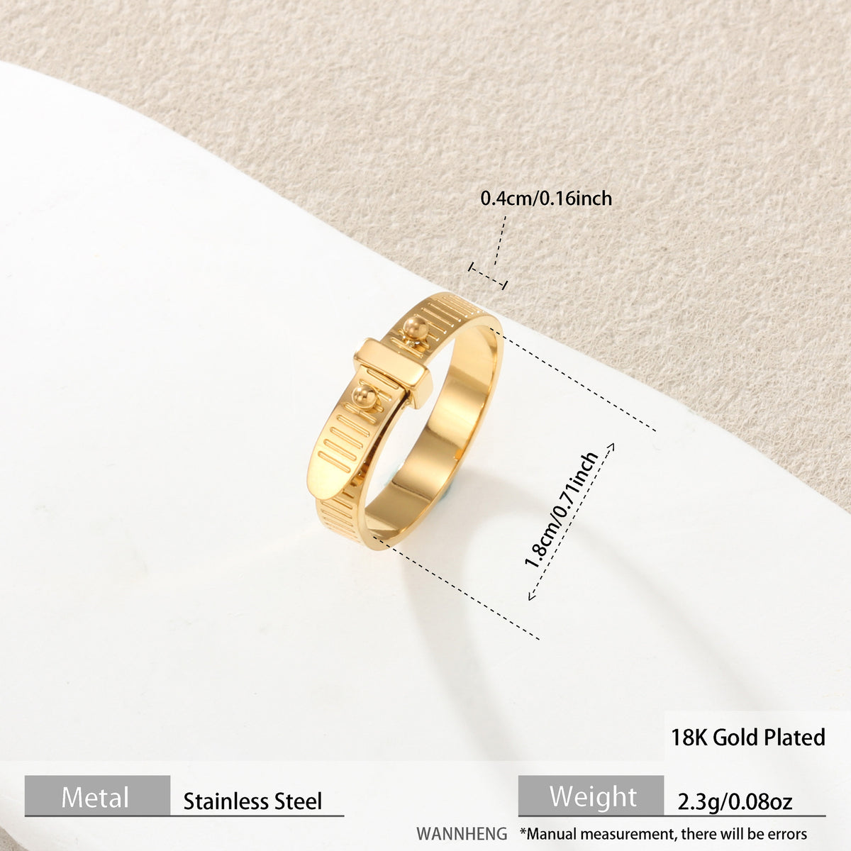 Adjustable Stainless Steel Cuff Bracelet | Textured Open Bangle