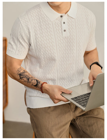Supplier image for Men's Breathable Knit Polo Shirt