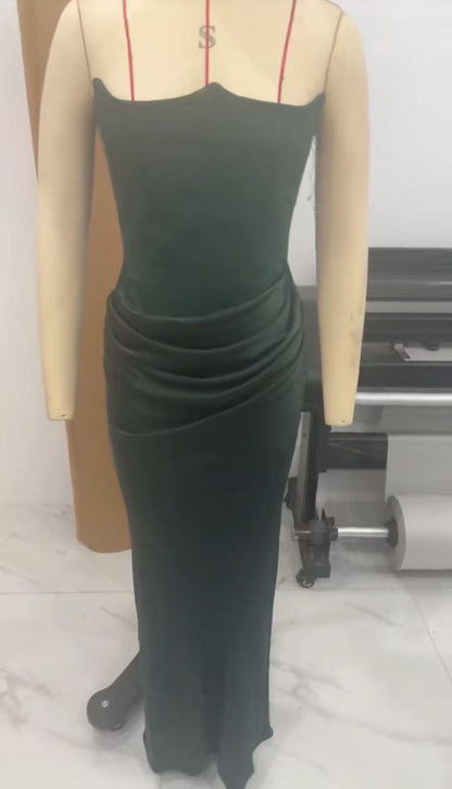 Women's One Shoulder Pleated Bodysuit Dress | Structured Formal Evening Gown