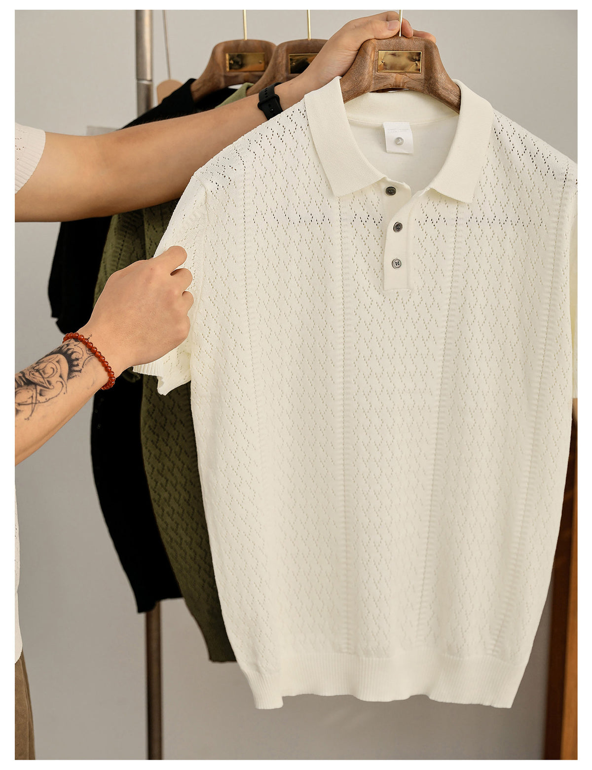 Supplier image for Men's Breathable Knit Polo Shirt