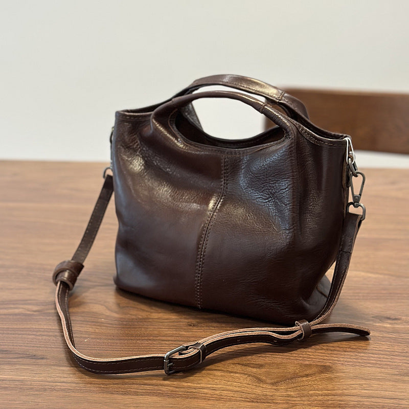 Women's Leather Crossbody Dumpling Bag | Retro Zipper Shoulder Bag