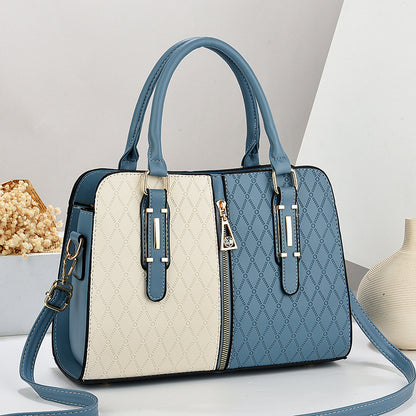 Women's Color Block Large Tote Handbag | PU Leather Adjustable Shoulder Bag
