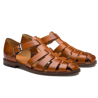 Men's Leather Buckle Open Toe Sandals | Business Casual Beach Shoes