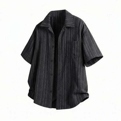 Men's Striped Cuban Collar Short Sleeve Resort Shirt | Relaxed Fit Button-Up