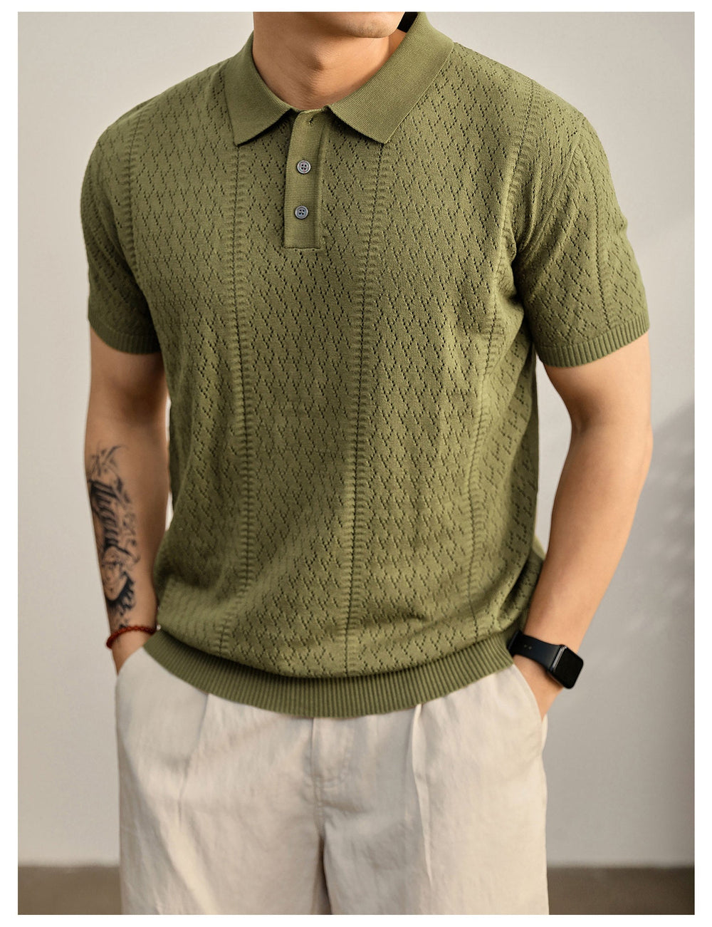 Men's Breathable Knit Polo Shirt | Lightweight Moisture-Wicking Casual Top