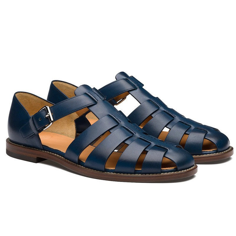 Men's Leather Buckle Open Toe Sandals | Business Casual Beach Shoes