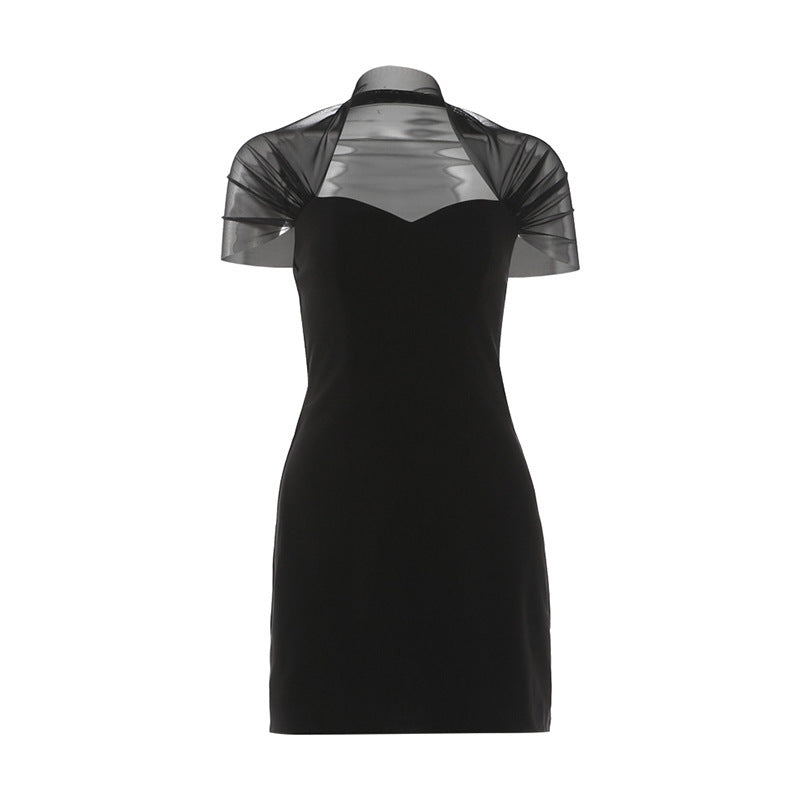 Women's Mesh Panel Bodycon Dress | Sheer Inset Slim Fit Evening Dress