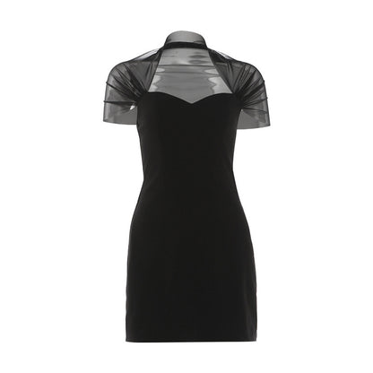 Women's Mesh Panel Bodycon Dress | Sheer Inset Slim Fit Evening Dress