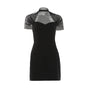 Women's Elegant Mesh Panel Bodycon Dress | Sheer Inset Slim Fit Evening Dress