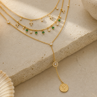 Gold layered geometric pendant necklace product photo