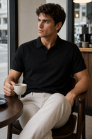Zara-inspired lifestyle image of Men's Short Sleeve Cotton Blend Polo Shirt