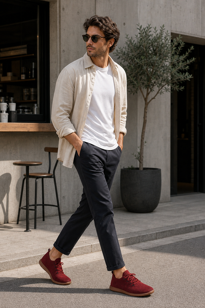 Zara-inspired lifestyle image of Men's Breathable Lightweight Knit Sneakers