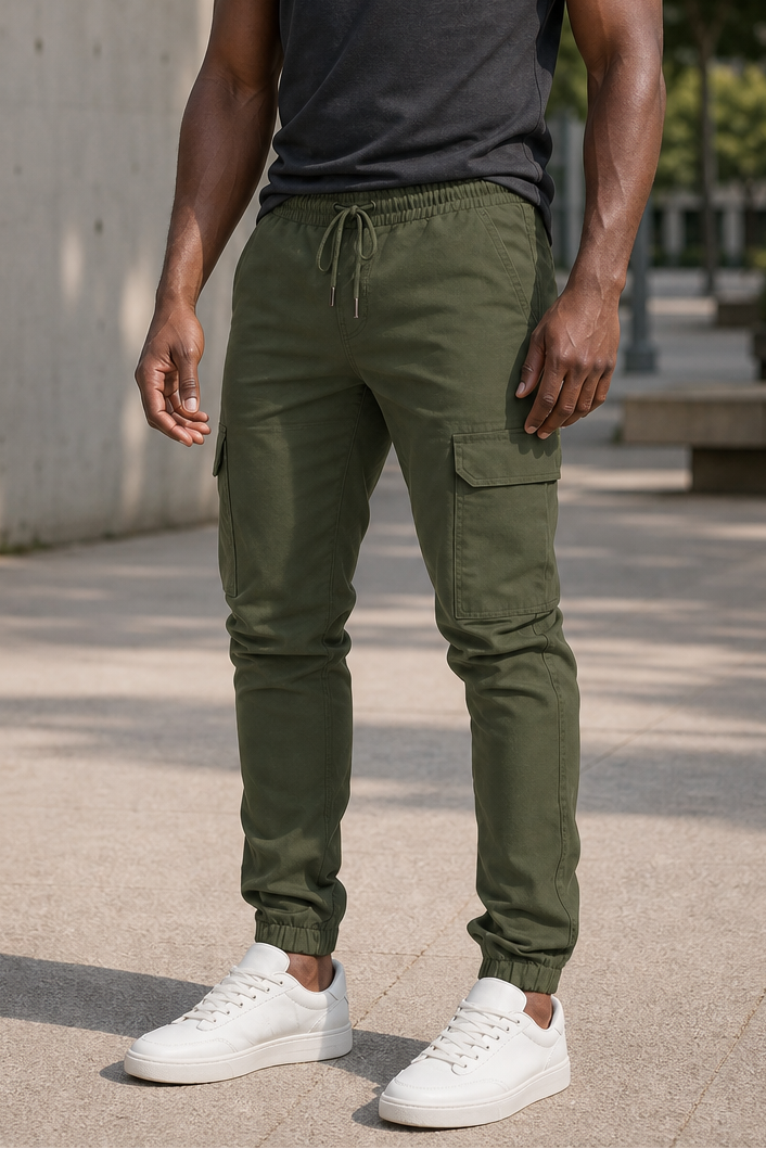 Men's Casual Cotton Blend Trousers | Relaxed Straight Leg Everyday Pants