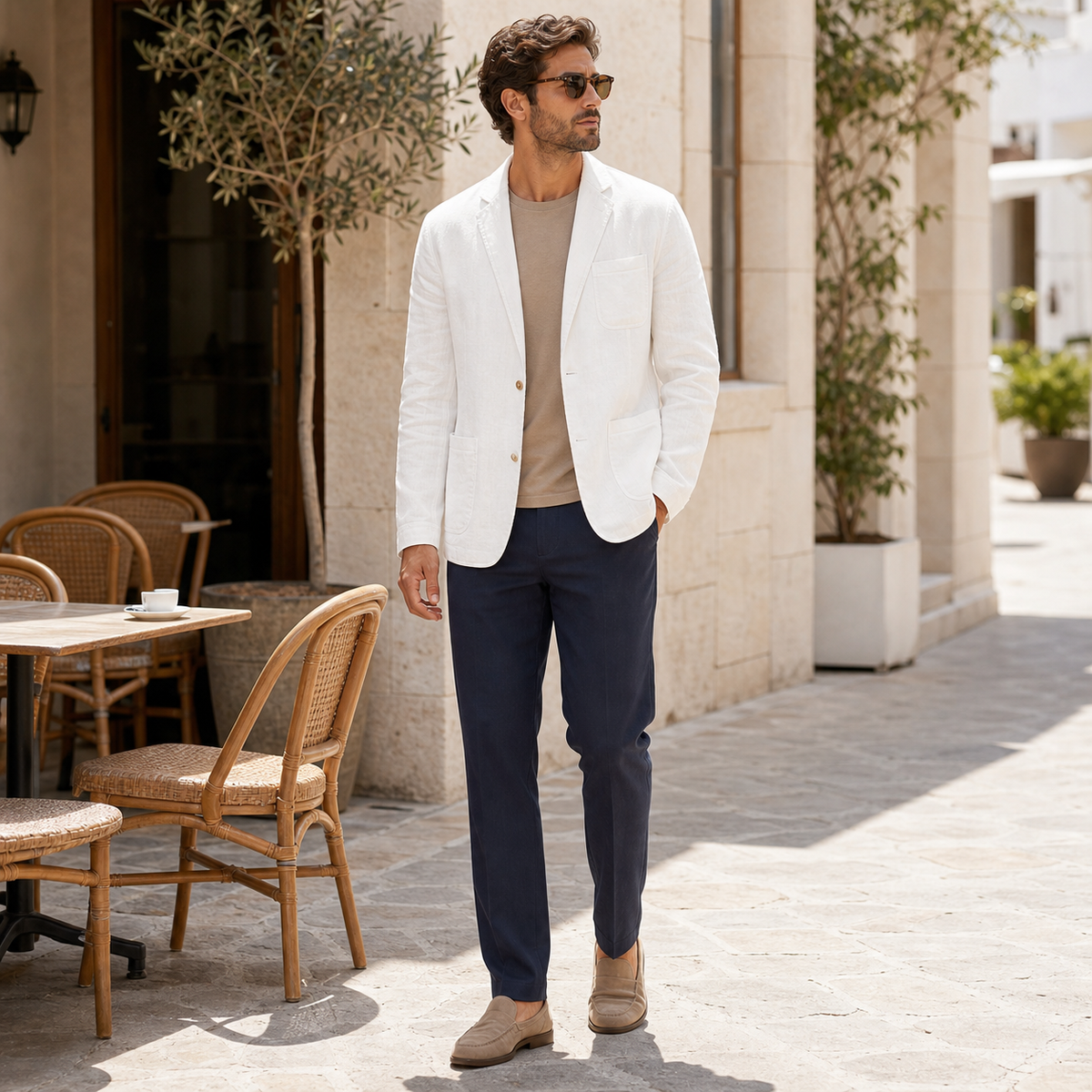 Men's Cotton Linen Suit Blazer | Lightweight Casual Unstructured Jacket