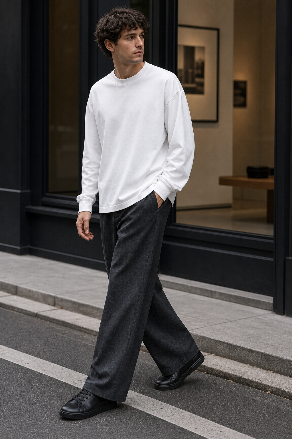 Second lifestyle image of Men's Heavyweight Oversized 100% Cotton T-Shirt