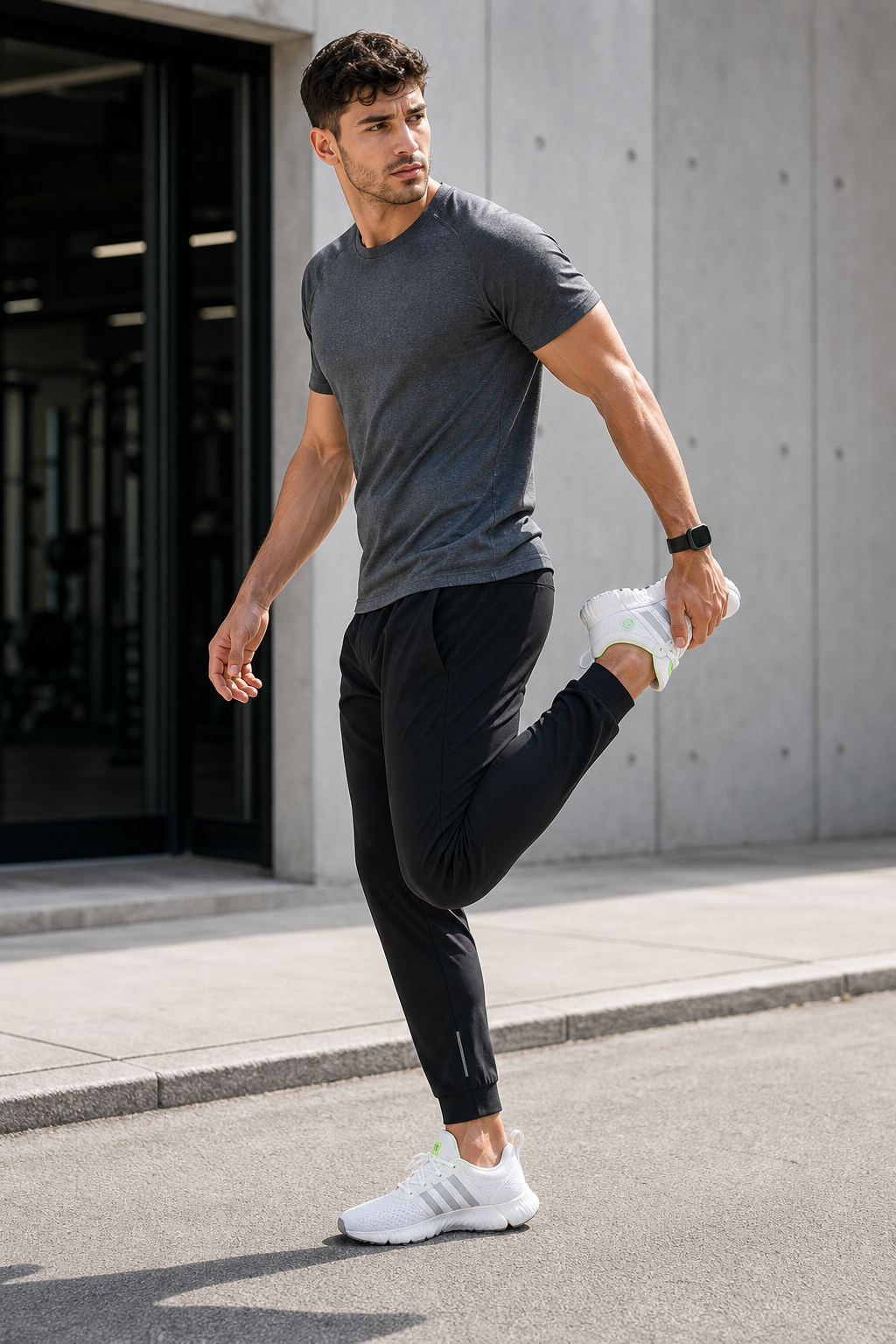 Zara-inspired lifestyle image of Men's Knit Lightweight Running Sneakers