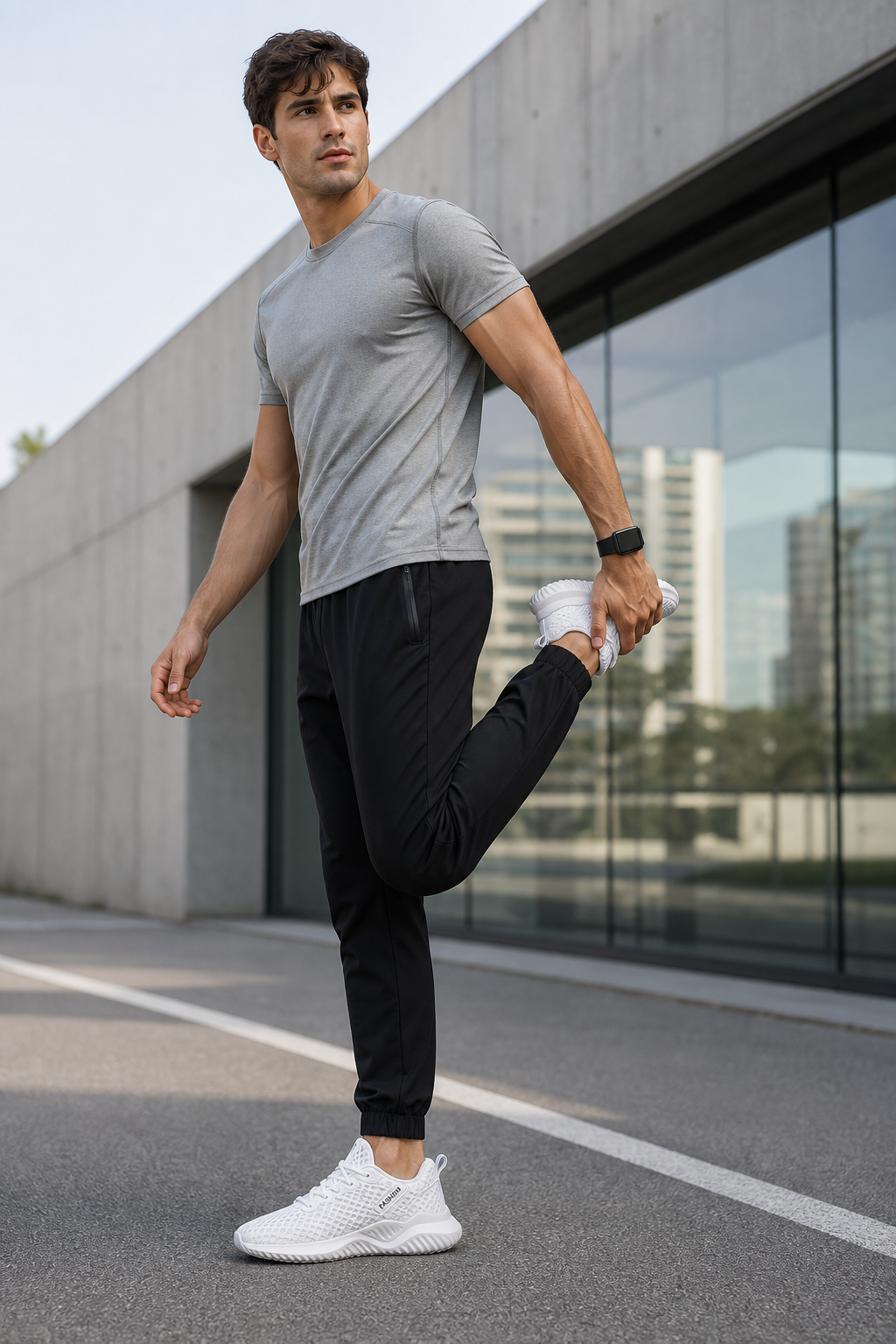 Zara-inspired lifestyle image of Men's Breathable Mesh Running Shoes