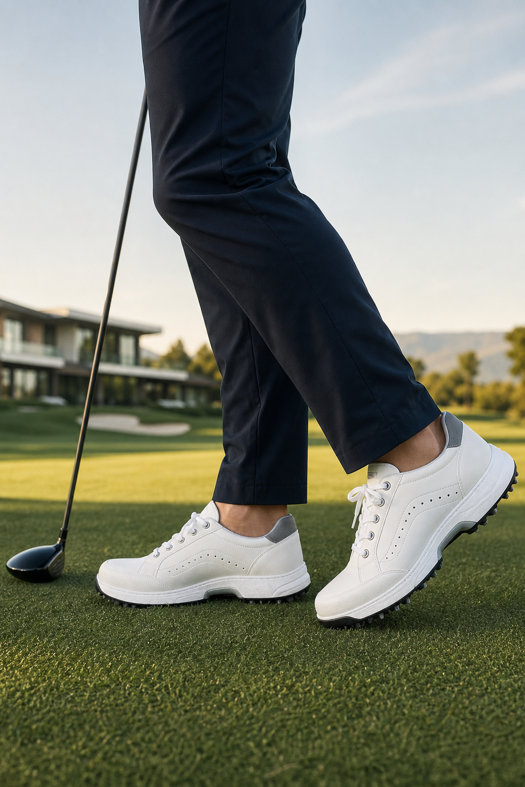Zara-inspired lifestyle image of Men's Waterproof Anti-Slip Spiked Golf Shoes