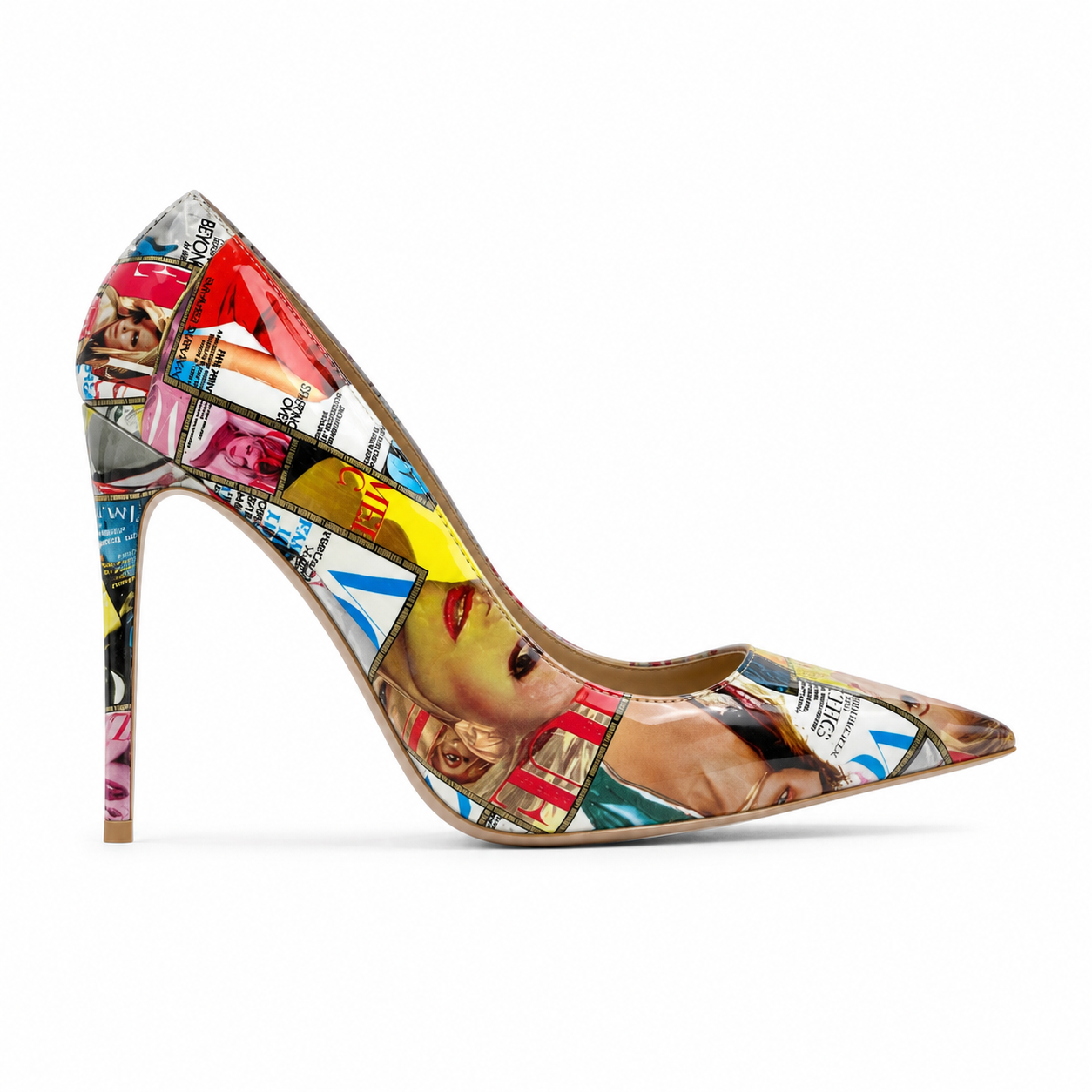 Graffiti pointed-toe pump, 10 cm heel side perspective