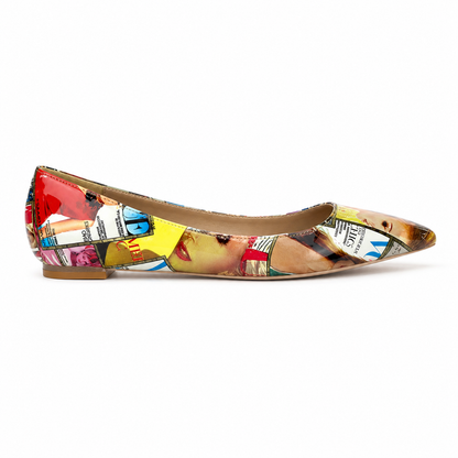 Graffiti pointed-toe pump, flat heel side perspective